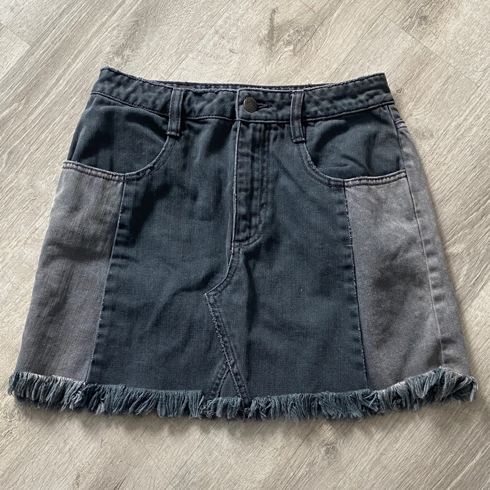 Free People Gray Two Toned Denim Skirt